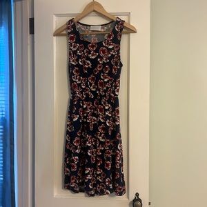 French Grey Evalynn Brushed Knit Floral Sleeveless Dress XS Navy Blue Red White